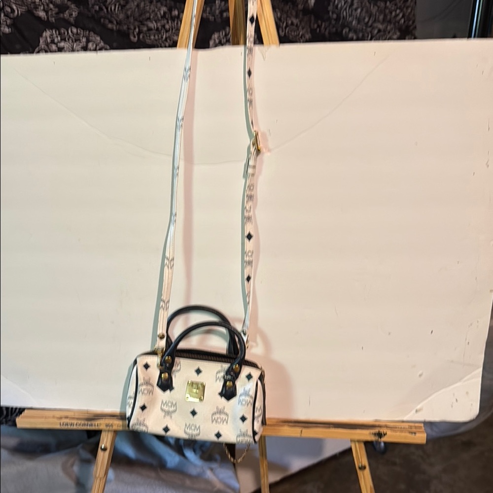 MCM Cream and Black Mini Bag